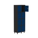 Ver imagem 3 de Armário Locker Guarda-Roupa 8 Portas Aço Grp 502/8 Azul/Preto/Delrei