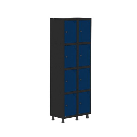 Armário Locker Guarda-Roupa 8 Portas Aço Grp 502/8 Azul/Preto/Delrei
