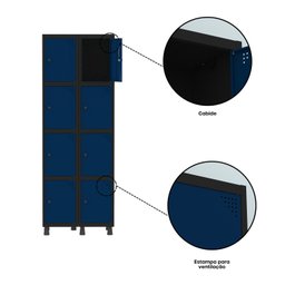 Armário Locker Guarda-roupa 8 Portas Aço Grp 502/8 - 8