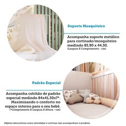 Mini Berço 3 em 1 com Colchão Ada Retrô 100% Mdf Espresso Móveis - 7
