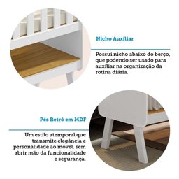 Mini Berço 3 em 1 com Colchão Ada Retrô 100% Mdf Espresso Móveis - 8