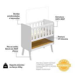 Mini Berço 3 em 1 com Colchão Ada Retrô 100% Mdf Espresso Móveis - 4