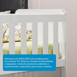 Mini Berço 3 em 1 com Colchão Ada Retrô 100% Mdf Espresso Móveis - 6