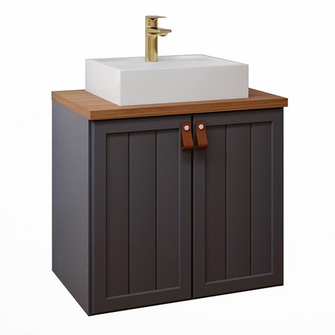 Gabinete de Banheiro Alure com Cuba 60cm Titanium/freijo - Mgm