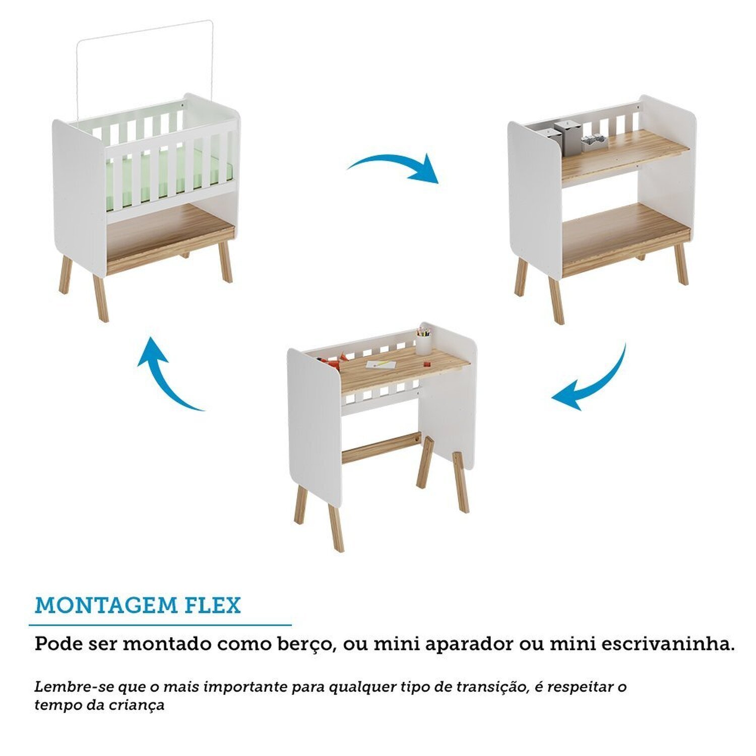 Mini Berço 3 em 1 com Colchão Ada Retrô 100% Mdf Espresso Móveis - 5