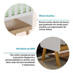 Mini Berço 3 em 1 com Colchão Ada Retrô 100% Mdf Espresso Móveis - 8