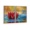 Kit 2 Telas Canvas Com Moldura Flor De Lótus Vermelha - 2