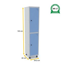 ROUPEIRO DE AÇO 1M 02 PORTAS PITÃO PANDIN - CINZA/AZUL DALÍ GRP 501/2 DI - 2