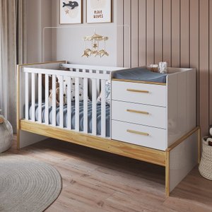 Berço Multifuncional 4 em 1 com 3 Gavetas Yan 100% Mdf Espresso Móveis