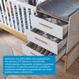 Berço Multifuncional 4 em 1 com 3 Gavetas Yan 100% Mdf Espresso Móveis - 8