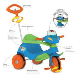 Triciclo Velobaby Passeio e Pedal Azul - Bandeirante - 2