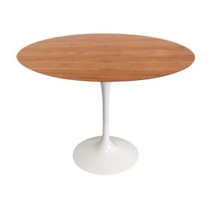 Mesa de Jantar Saarinen Tulipa Redonda - 80 Cm - Madeira Freijo - Base Branca