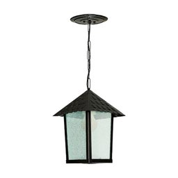 Lustre Pendente Blumenau Colonial Quadrado Vidro Pontilhado E27 Bivolt Preto Fosco - 1