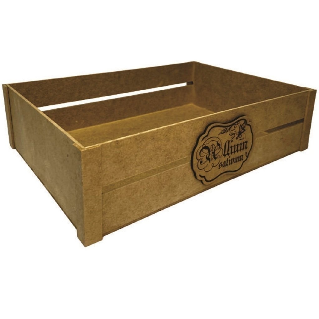 Caixote em Mdf Cesta Retangular com Rótulo Trabalhado Cru P - Decorss - 1