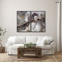 Ver imagem 1 de Quadro Decorativo Ouro e Chumbo com 2 Telas de Parede para Sala Quarto Escritório 60cm X 90cm Sem Vidro