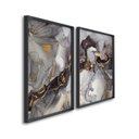 Ver imagem 2 de Quadro Decorativo Ouro e Chumbo com 2 Telas de Parede para Sala Quarto Escritório 60cm X 90cm Sem Vidro