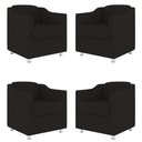 Ver imagem 1 de Kit 04 Poltronas Decorativas Sala de Espera Clinica Suede Cor:Preto