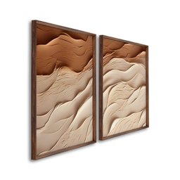 Quadro Decorativo Modelo Areia com 2 Telas de Parede para Sala Quarto Escritório 60cm X 90cm Com Vidro - 1