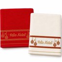 Ver imagem 1 de Toalha Kit 50 de Mãos e Lavabo Natalina 100% Algodão 30x50cm 400g-m² Vermelha Cream Pérola