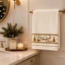 Ver imagem 5 de Toalha Kit 50 de Mãos e Lavabo Natalina 100% Algodão 30x50cm 400g-m² Vermelha Cream Pérola