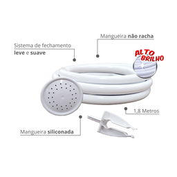 Kit Chuveirinho com Mangueira Siliconada 1,8 Metros Cor Branco Durín - 2
