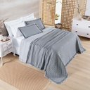 Ver imagem 2 de Kit Cobre Leito Colcha Vitta Casal Padrão Matelado C/ Babadinhos 200 Fios 3 Peças Cinza