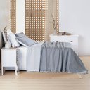 Ver imagem 4 de Kit Cobre Leito Colcha Vitta Casal Padrão Matelado C/ Babadinhos 200 Fios 3 Peças Cinza