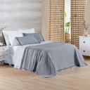Ver imagem 3 de Kit Cobre Leito Colcha Vitta Casal Padrão Matelado C/ Babadinhos 200 Fios 3 Peças Cinza