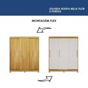 Ver imagem 2 de Guarda Roupa Casal Beija Flor 3 Portas Correr 4 Gavetas MDF Cinamomo Off White Valdemóveis
