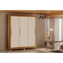 Ver imagem 3 de Guarda Roupa Casal Beija Flor 3 Portas Correr 4 Gavetas MDF Cinamomo Off White Valdemóveis