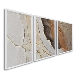 Quadro Decorativo Modelo Rocha com 3 Telas para Sala, Casa de Praia, Lavabo 60cm X 90cm Com Vidro - 2