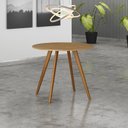 Ver imagem 2 de Mesa Redonda Maia Mdf 90cm Pé Madeira Jantar ou Cozinha Tampo Marrom