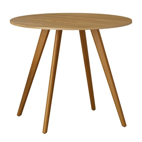 Mesa Redonda Maia Mdf 90cm Pé Madeira Jantar ou Cozinha Tampo Marrom