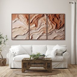 Quadro Decorativo Modelo Barro com 3 Telas para Sala, Casa de Praia, Lavabo 60cm X 90cm Sem Vidro - 2