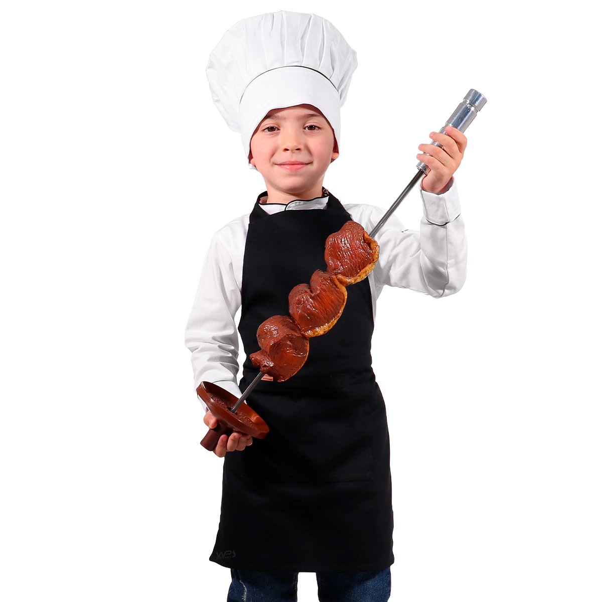 Avental Infantil Chef de Cozinha Corpo Inteiro de 04 a 08 anos - Wp Connect - Preto - Único - 5
