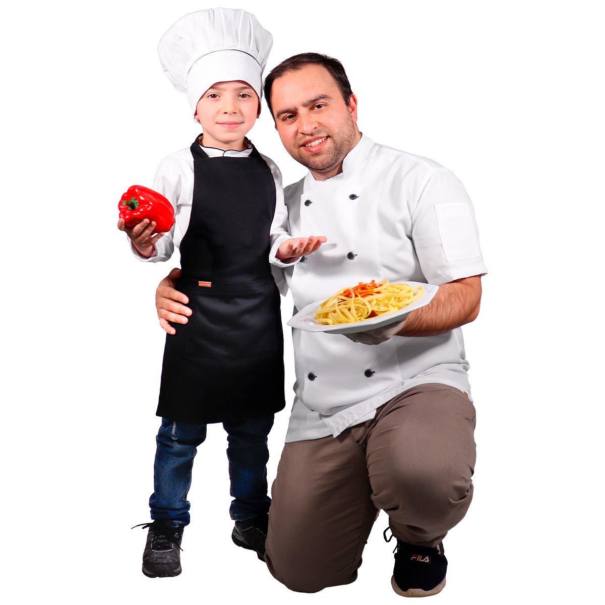 Avental Infantil Chef de Cozinha Corpo Inteiro de 04 a 08 anos - Wp Connect - Preto - Único