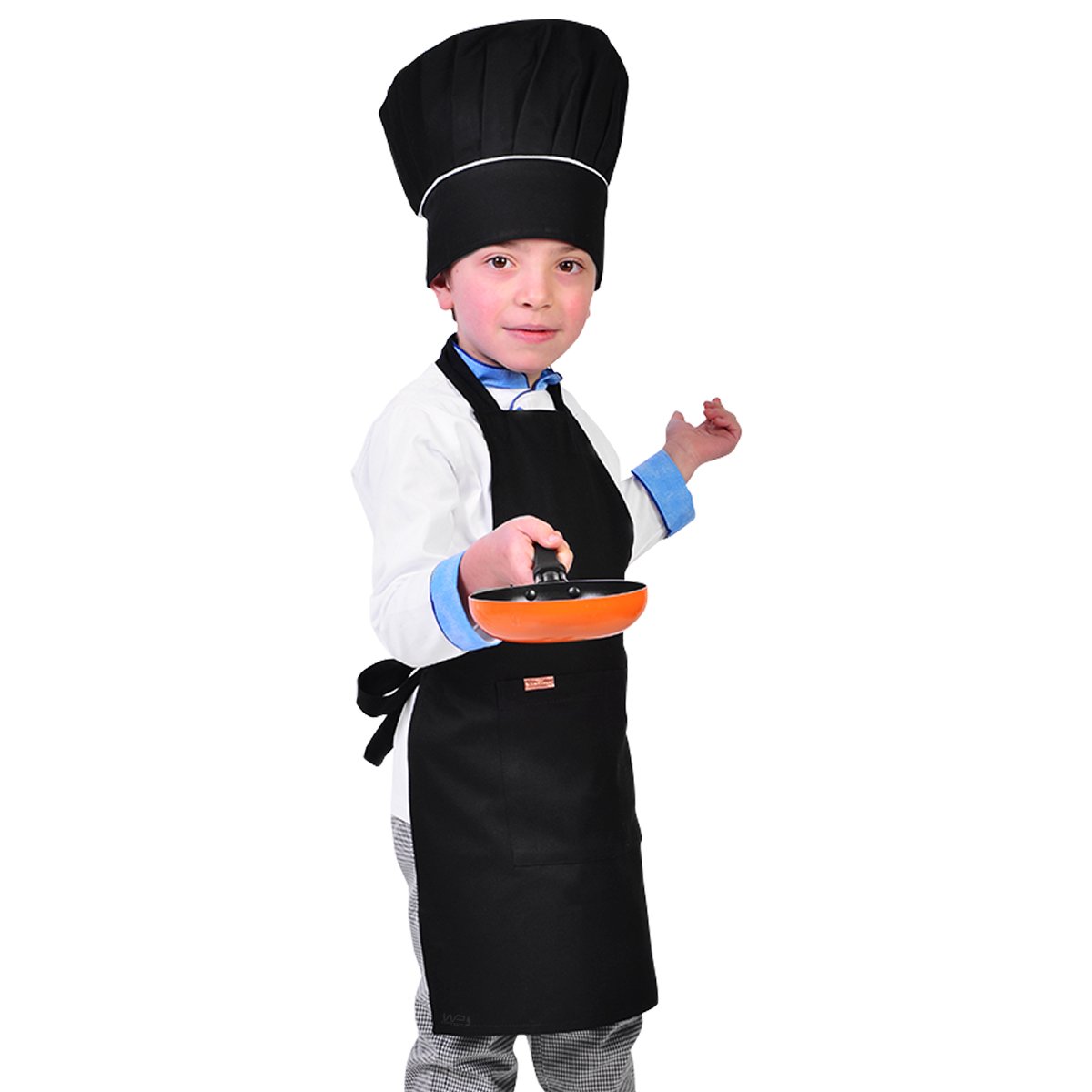 Avental Infantil Chef de Cozinha Corpo Inteiro de 04 a 08 anos - Wp Connect - Preto - Único - 6