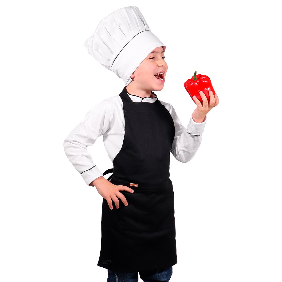Avental Infantil Chef de Cozinha Corpo Inteiro de 04 a 08 anos - Wp Connect - Preto - Único - 2