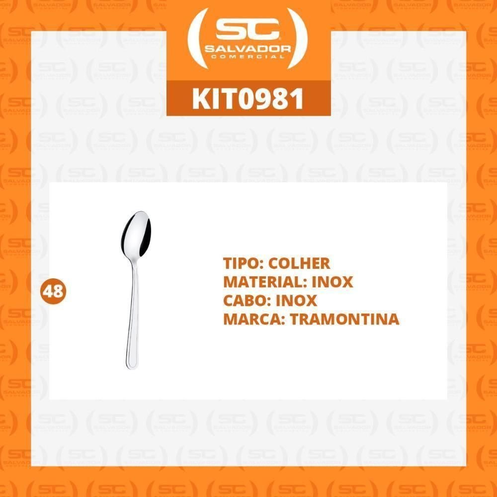 Kit - 48 Colheres de Sopa Búzios em Aço Inox Cibag - Tramontina 23763000 - 2