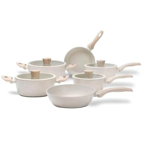 Jogo Panelas 6 Peças Fundo de Indução Antiaderente Ceramic Life Sirius Brinox