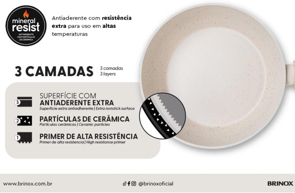 Jogo Panelas 6 Peças Fundo de Indução Antiaderente Ceramic Life Sirius Brinox - 3
