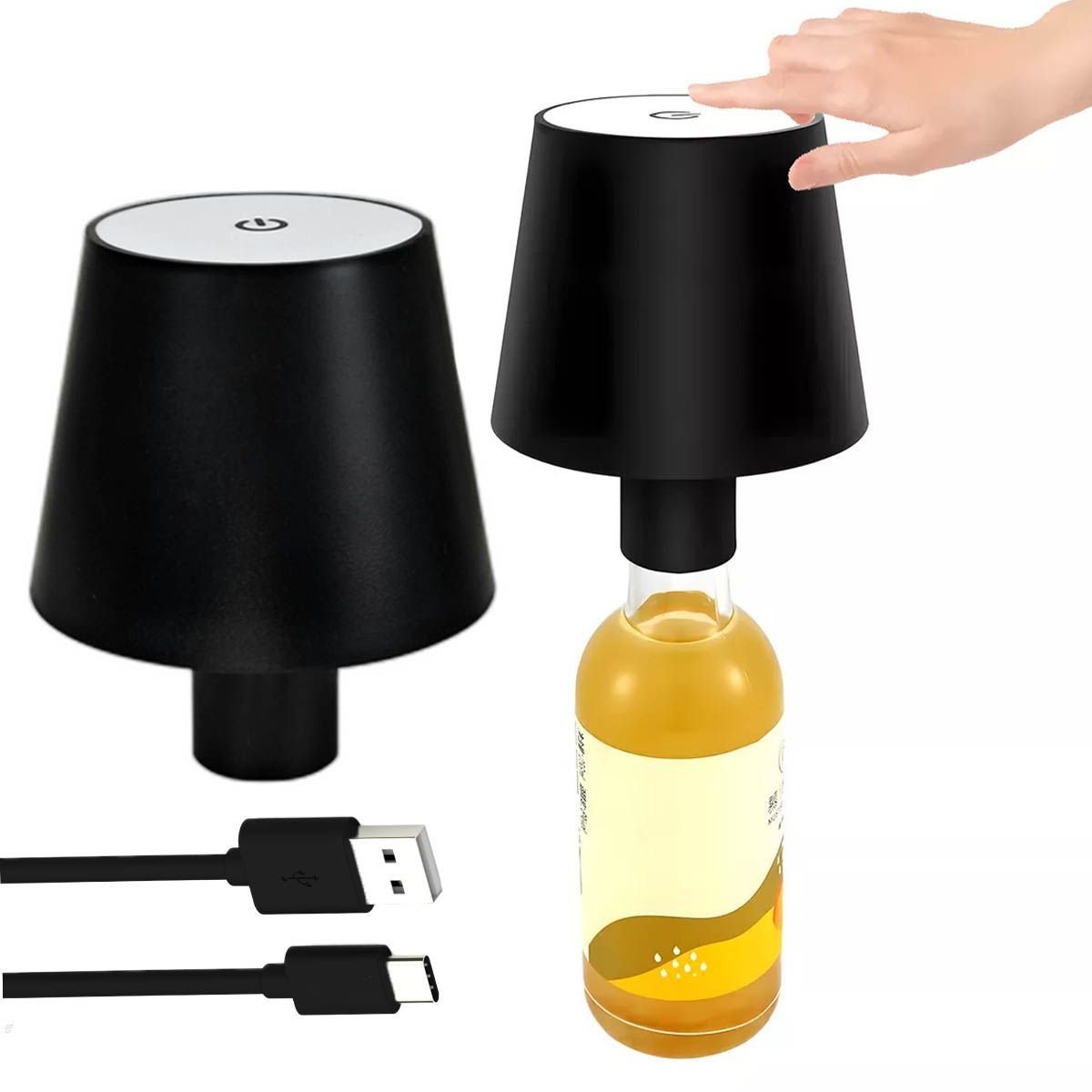 Luminaria Abajur de Garrafa Mesa Led Recarregavel Iluminaçao Decoraçoa Mesinha Escrivaninha Casa Qua