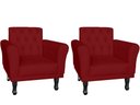 Ver imagem 1 de Kit 2 Poltronas Decorativa Classic Suede Marsala Pés Madeira Ms Decor