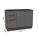 Ver imagem 3 de Balcão 120cm 2 Portas 3 Gavetas Cozinha Lisboa sem Tampo