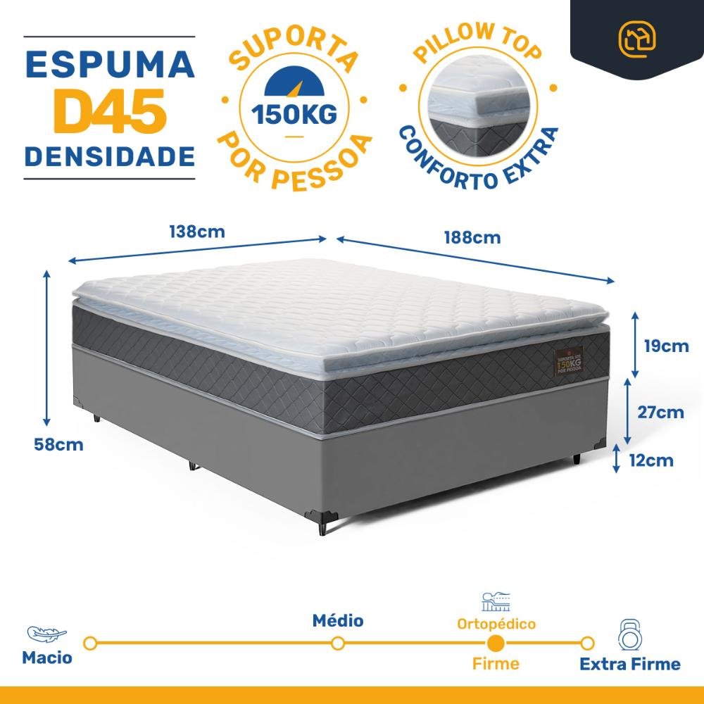 Cama Box com Colchão de Espuma D45 Pillow Top Fort Comfort Casal 138cm - 3