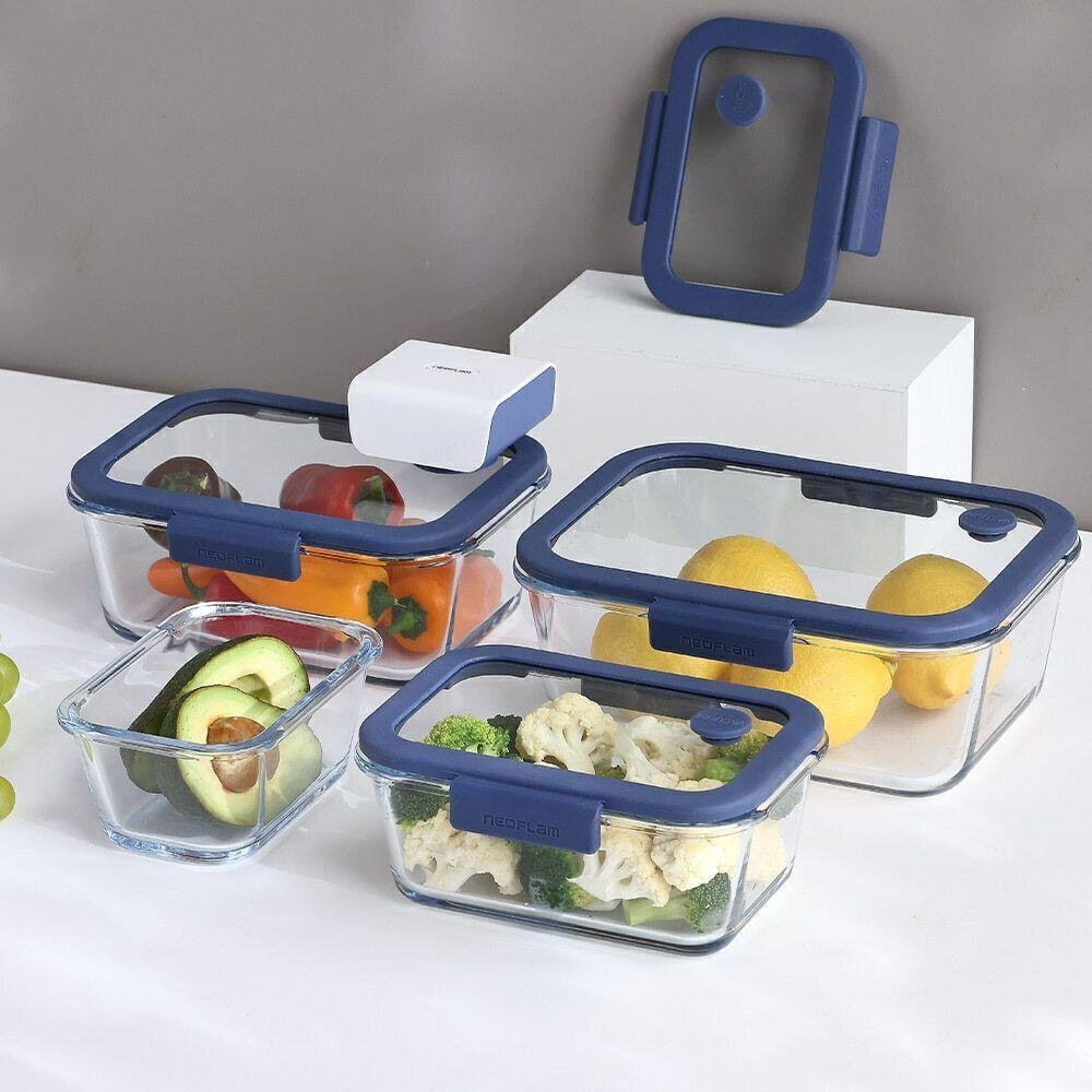 Pote de Vidro Hermético Retangular - Válvula na Tampa de Vidro - 800ml - Glacé Z- Neoflam - 6