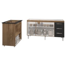 Cozinha Balcão Armário Gabinete de Pia 150 Cm Deise e Balcão Evelyn para Fogão Cooktop 5 Bocas Savan - 5