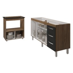 Cozinha Balcão Armário Gabinete de Pia 150 Cm Deise e Balcão Evelyn para Fogão Cooktop 5 Bocas Savan - 4