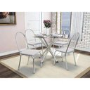 Ver imagem 1 de Conjunto: Mesa de Cozinha Volga c/ Tampo Vidro 95cm + 4 Cadeiras Noruega Cromada/Branco - Kappesberg