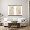 Ver imagem 2 de Quadro Decorativo Modelo Folha Dourada com 2 Telas para Sala, Quarto, Escritório 60cm X 90cm Sem Vidro